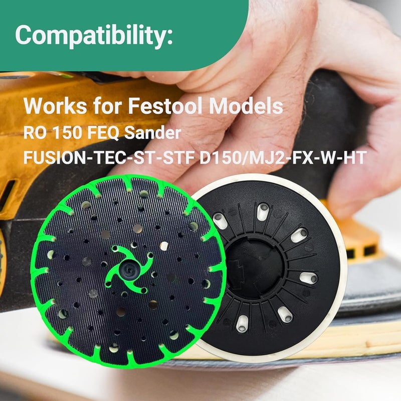 TISDA Upgraded 202463 Hard Sanding Pad Fits for Festool RO 150 FEQ Sander,Compatible with Festool Grinder Accessories Finish Sander, 6-Inch 150mm, 1Pack - Image 2